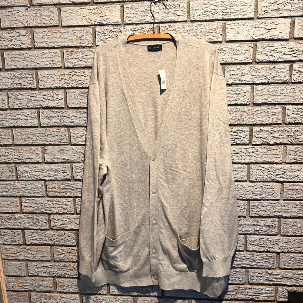 Gap Mens Cardigan Sweater XXXL Tall Gray V-Neck Button Front Cotton Blend NWT